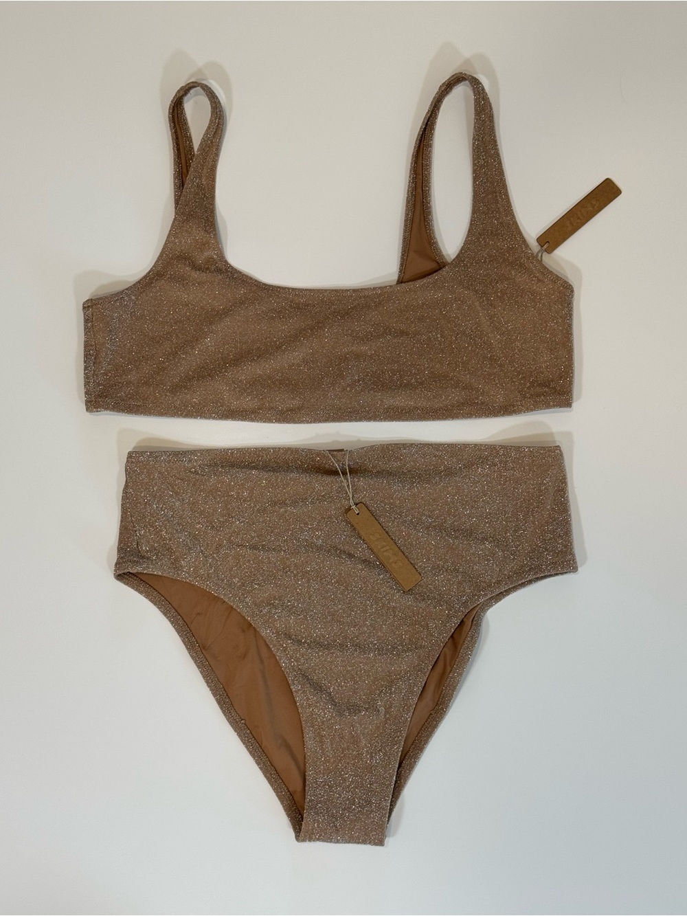 NWT SKIMS Shimmery Brown High-Waist Bikini Set Size 2X